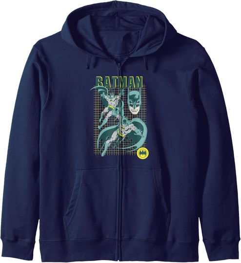 DC Comics Batman In Action Grid Comic Book Style Portrait Zip Hoodie, Gift For Fans