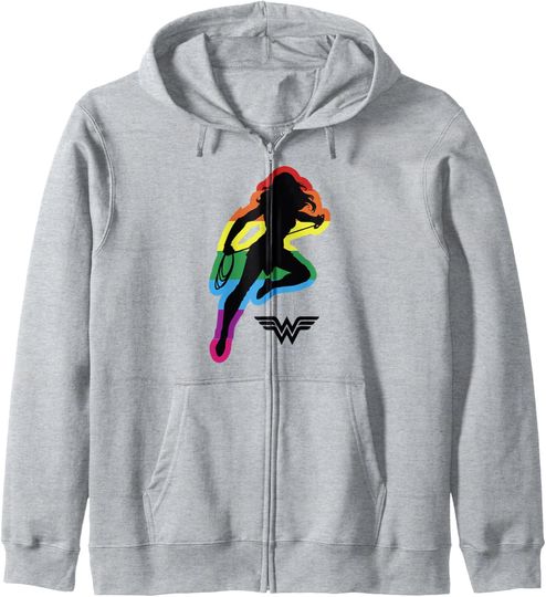 DC Comics Pride Justice League Wonder Woman Rainbow Lasso Zip Hoodie, Gift For Fans