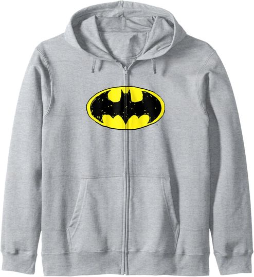 Discover DC Comics Batman Kid Drawn Bat-Symbol Chest Logo Zip Hoodie
