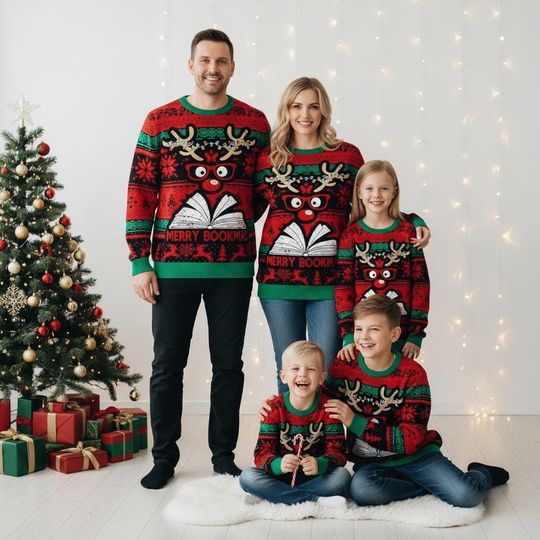 Discover Book Lover Christmas Ugly Sweater, Merry Bookmas Holiday Sweater, Book Christmas Sweater For Men And Women, Book Lovers Gift