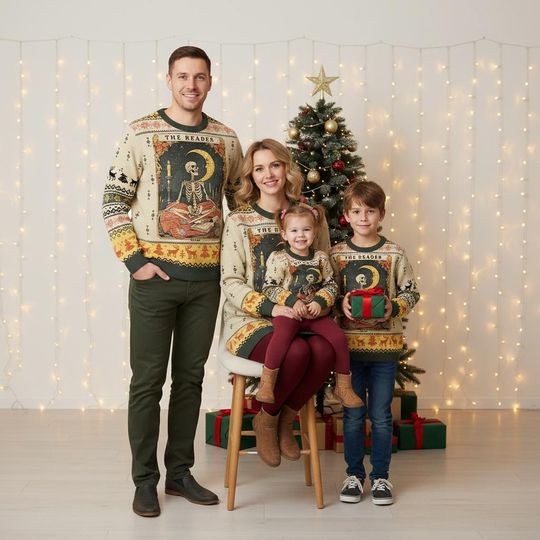 Discover Skeleton Christmas Ugly Sweater, Reader Holiday Sweater, Book Lover Sweater For Men And Women, Xmas Novelty Gift