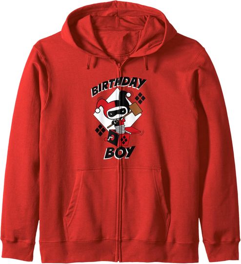 DC Comics Justice League Harley Quinn Birthday Boy Zip Hoodie, Gift For Fans