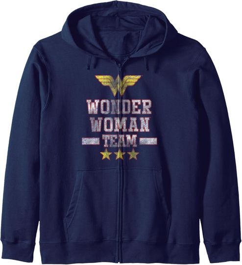 DC Comics Wonder Woman Team Stack Zip Hoodie, Gift For Fans