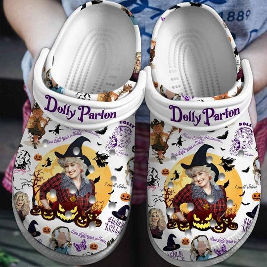 Halloween Dolly Parton Music Clogs Shoes, Dolly Parton Pumpkin Shoes, Dolly Parton Slipper, Funny Slippers, Lover Dolly Parton, Gift For Fan
