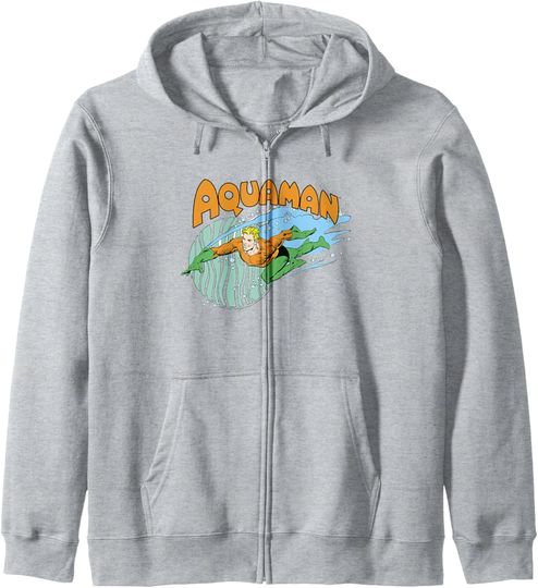 DC Comics Aquaman Earth Day Classic Comic Swimming Zip Hoodie, Gift For Fans