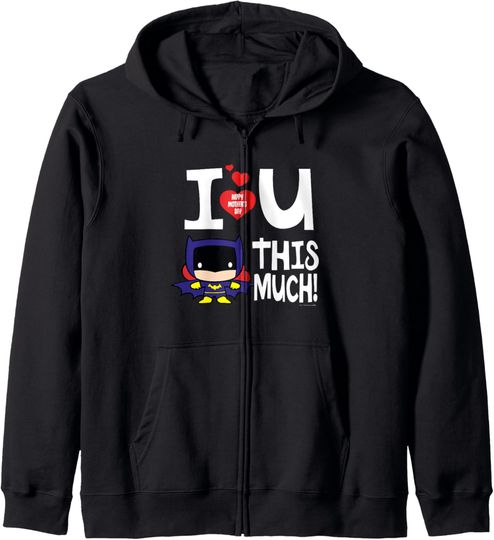 Discover DC Comics Mother's Day Cartoon Batman I Love You This Much Zip Hoodie, Gift For Fans