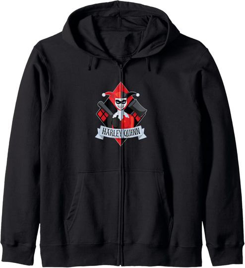 DC Comics Harley Quinn Diamond Portrait Zip Hoodie, Gift For Fans
