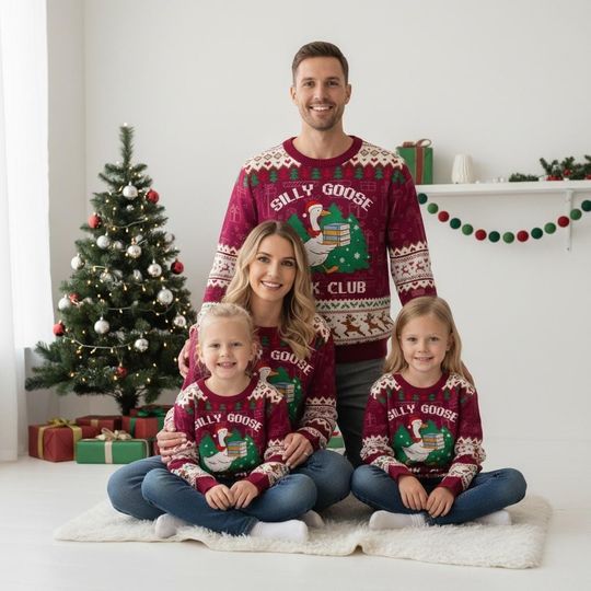 Discover Silly Goose Christmas Ugly Sweater, Book Club Holiday Sweater, Fun Christmas Sweater