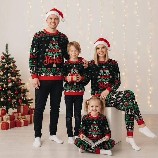 Discover Books Christmas Ugly Sweater, Magic of Books Holiday Sweater, Book Lovers Sweater