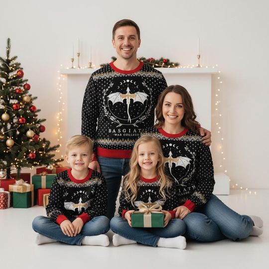 Discover Basgiath War College Christmas Ugly Sweater, Fourth Wing Dragon Holiday Sweater