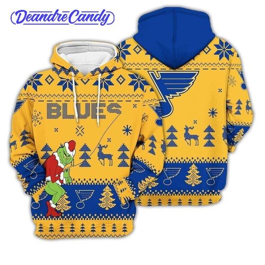 St. Louis Blues Ugly Sweater Christmas, funny character Custom Ice Hockey 3D All Over Print Hoodie, Shirt Xmas Full Print