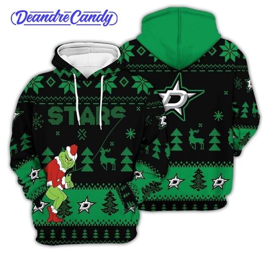 Dallas Stars Ugly Sweater Christmas, funny character Custom Ice Hockey 3D All Over Print Hoodie, Shirt Xmas Full Print