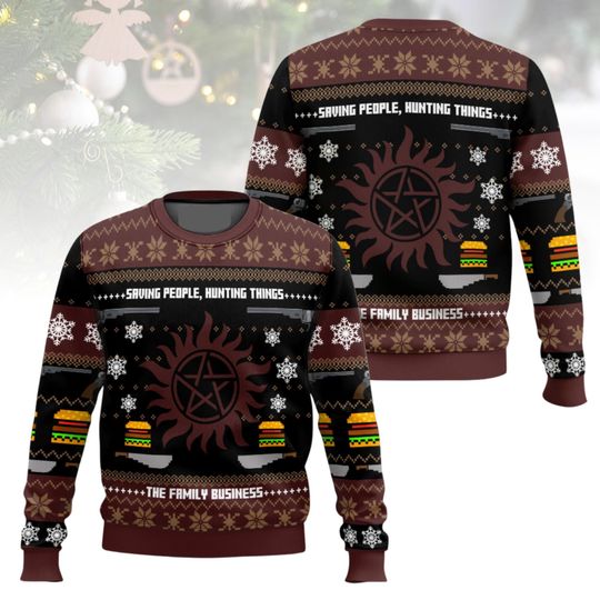 Supernatural Ugly Christmas Sweater, Family Business Holiday Sweater