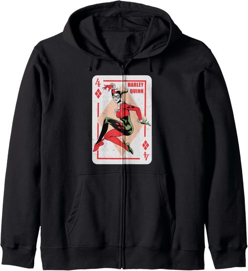 DC Comics Batman Harley Quinn Playing Card Zip Hoodie, Gift For Fans