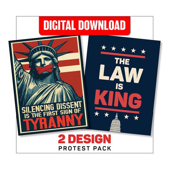 Discover Resist Fascism Protest Poster Pack INSTANT DOWNLOAD, No Kings Anti-Trump Signs, Anti-Fascist, Pro-Democracy, Resist MAGA Tyranny