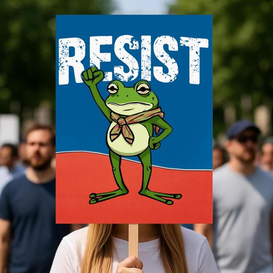 Discover Portland Frog Anti-ICE Protest Sign, Anti-Trump, No Kings In America, Protect Democracy Political Activist Poster, Resist Fascism Rally Sign