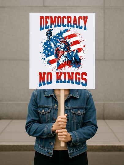 Discover Political Protest Sign, No Kings Anti Trump Poster, Protect Democracy Sign, Resist Fascism Rally Sign, Activist Political Poster