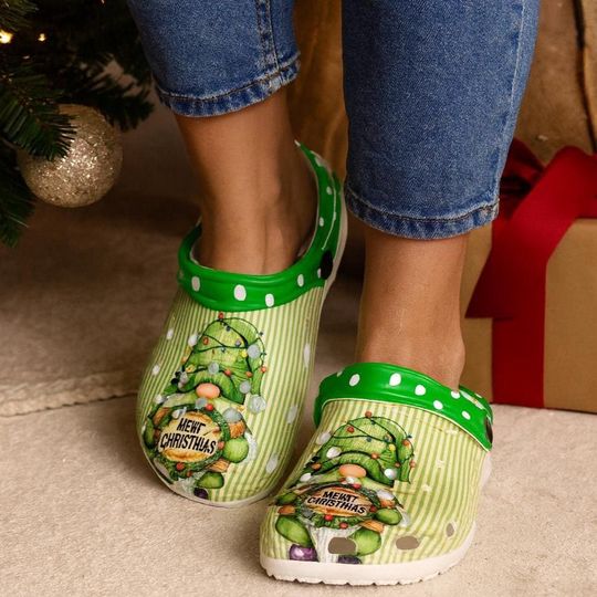 Discover Womens Christmas Gnome Clogs  Holiday Slip-On Shoes for Her, Festive Gnome Print Clogs, Xmas Gift Cute Winter Footwear holiday wear gifts