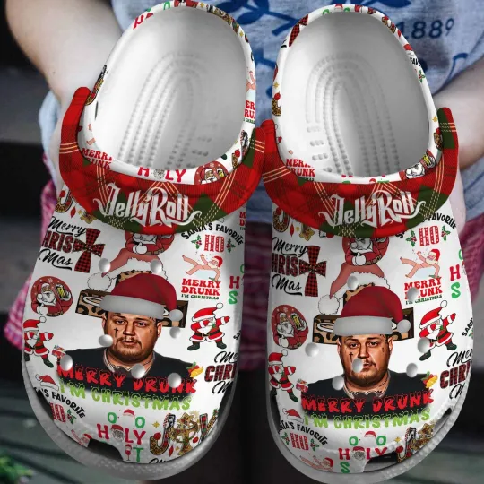 Jelly Roll Merry Drunk Christmas Clogs, Gift for Him, Holiday Casual Shoes