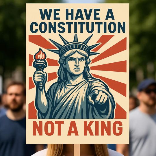 Discover We Have A Constitution Not A King, No Kings Protest Sign, Anti Protest Sign, Prevent Fascism Poster, Digital Download, 3 Sizes PDF