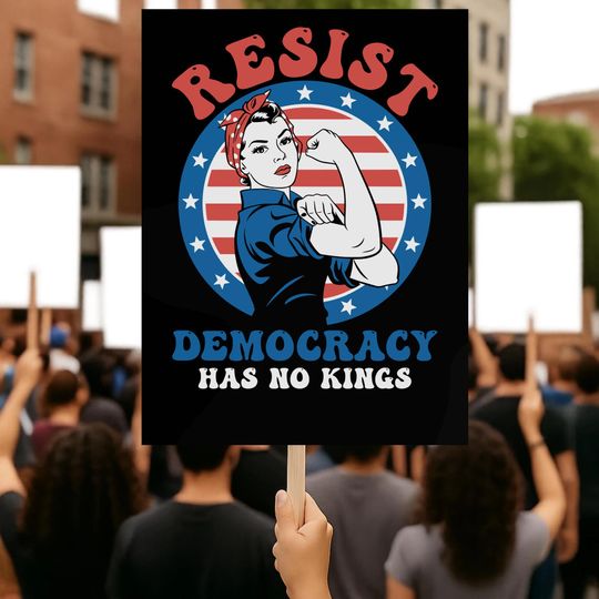No Kings in America Yard Sign 18"  24", Anti Maga Protest Sign for Freedom and Democracy, Anti-Trump Political Sign