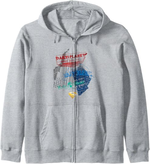 Discover DC Comics Superman Daily Planet Skyscraper Poster Zip Hoodie, Gift For Fans