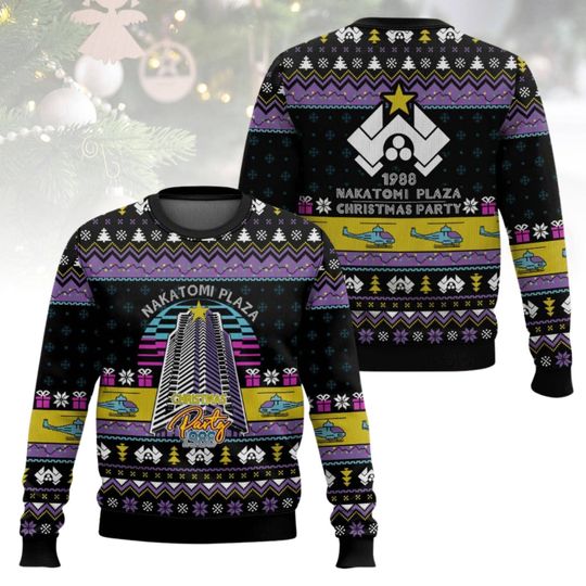 Discover Die Hard Ugly Christmas Sweater, Nakatomi Plaza Sweater, Retro 80s Christmas Gift
