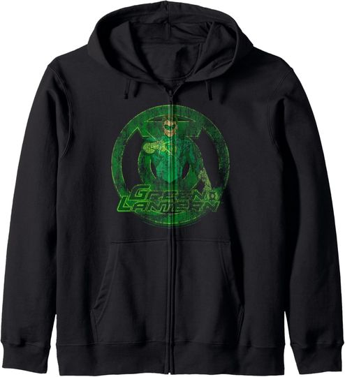 Discover DC Comics The Green Lantern Distressed Portrait Zip Hoodie, Gift For Fans