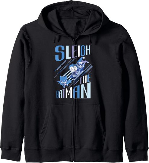 Discover DC Comics Group Shot Sleigh The Batman Text Poster Zip Hoodie, Gift For Fans