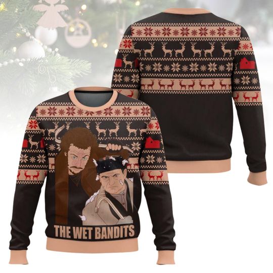 Alone Ugly Christmas Sweater The Wet Bandits Sweater, Movie Ugly Xmas Holiday Gift