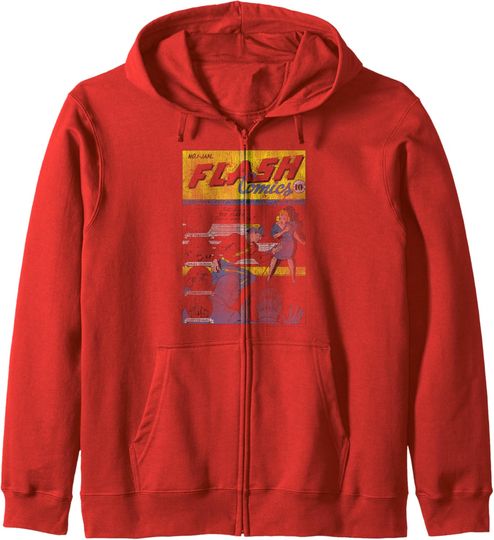 DC Comics The Flash Retro Comic Cover Zip Hoodie, Gift For Fans