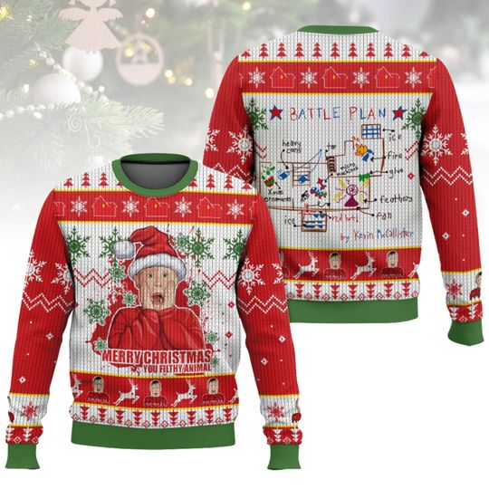 Discover Alone Ugly Christmas Sweater, Kevin Sweater, Christmas Movie Ugly Xmas