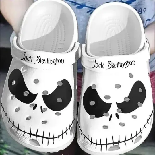 Jack Skellington White Clogs for Men and Women