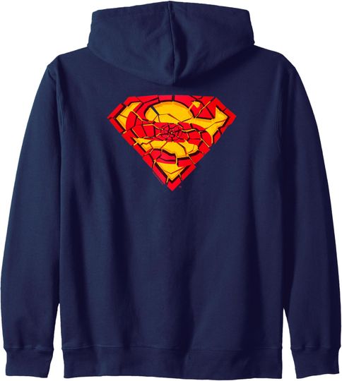 Superman Shattered Shield Zip Hoodie, Gift For Fans