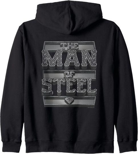 Discover Superman Steel Text Zip Hoodie, Gift For Fans