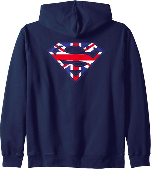 Discover Superman Great Britian Shield Zip Hoodie, Gift For Fans