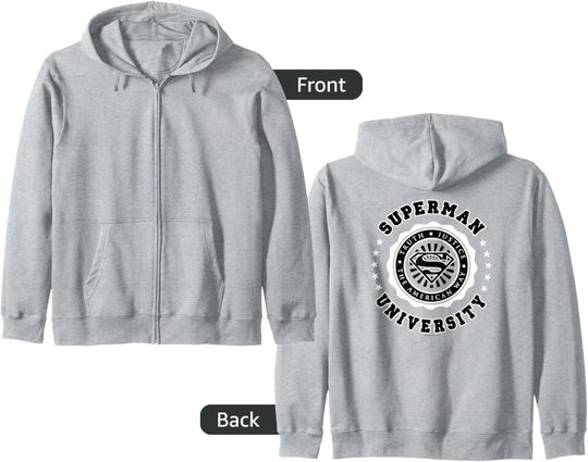 Discover Superman Superman University Zip Hoodie, Gift For Fans