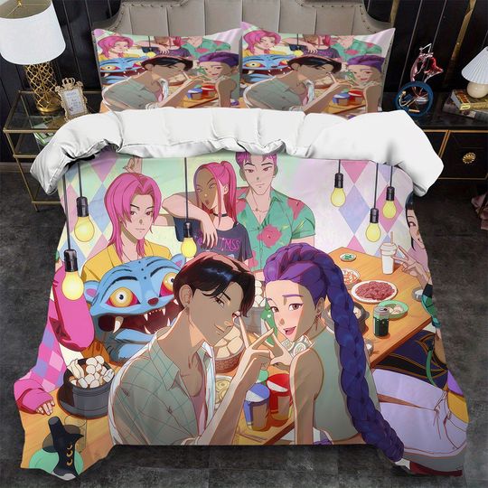 Discover KPop D-Demon H-Hunters Rumi Duvet Cover Set Soft Wash Cotton Bed 3 Piece Summer Comfortable Student Dormitory Home Baby Bedding