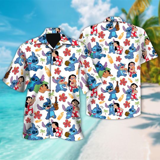 Discover Disney Lilo & Stitch Aloha Hawaiian Shirt, Disneyland Summer Vacation Shirt, Disneyland Stitch Trip Tee