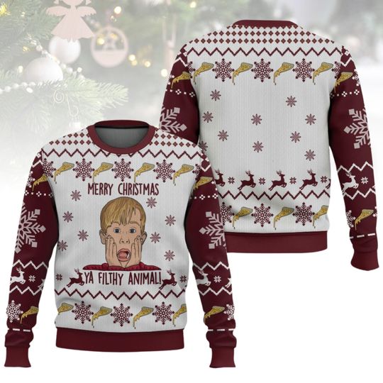 Alone Ugly Christmas Sweater Ya Filthy Animal Sweater Xmas Holiday Gift