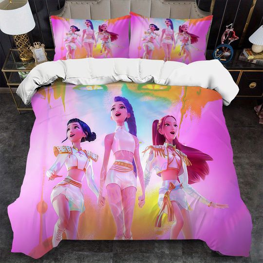 Discover KPop D-Demon H-Hunters Rumi Duvet Cover Set Soft Wash Cotton Bed 3 Piece Summer Comfortable Student Dormitory Home Baby Bedding