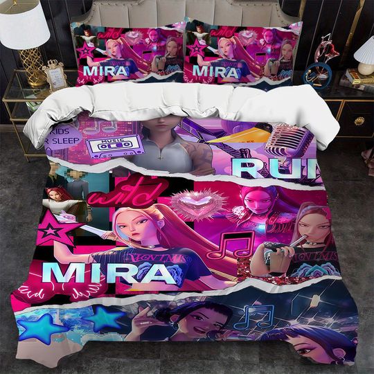 Discover KPop D-Demon H-Hunters Rumi Duvet Cover Set Soft Wash Cotton Bed 3 Piece Summer Comfortable Student Dormitory Home Baby Bedding