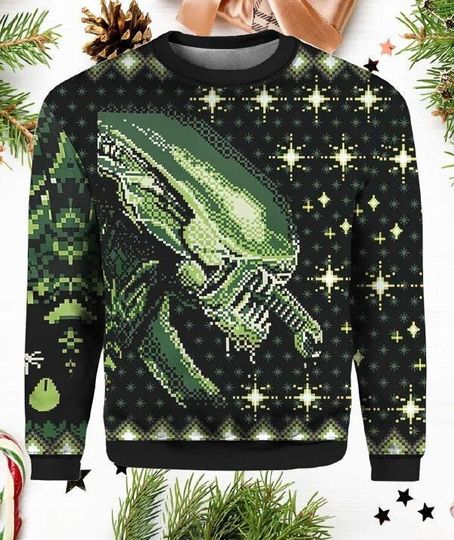Christmas Alien Xenomorph Ugly Sweater, Alien 1979 Sweater, Retro Horror Movie Sweater