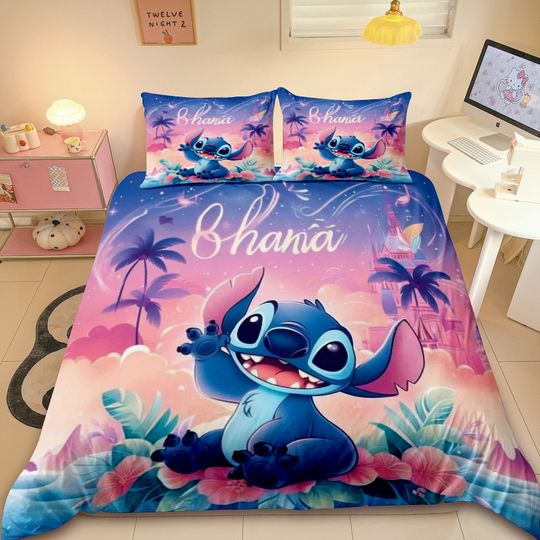 Discover Cute Stitch Duvet Cover Kids Cartoon Bedding Set 3D Printed Comforter Cover Queen King Full Size for Bedroom Decoration