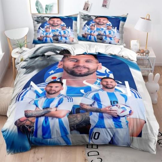 Discover M-Messi Duvet Cover Football Star Bedding Set for Teens Soccer Fans Gifts Queen King Full Size Comforter Cover All Seasons