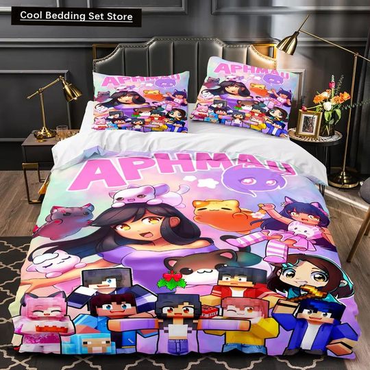 Discover APHMAU Bedding Set Single Twin Full Queen King Size Kawaii Aphmau Bed Set Aldult Kid Bedroom Duvetcover Sets 3D Print Anime Bed