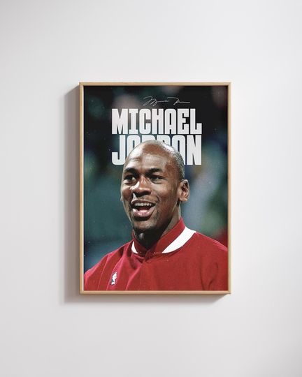 Michael Jordan Motivational Canvas Art, Chicago Bulls Quote Print Gift, MJ 23 Smiling Inspirational Wall Poster