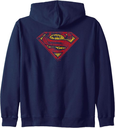 Discover Superman S Shield Rough Zip Hoodie, Gift For Fans