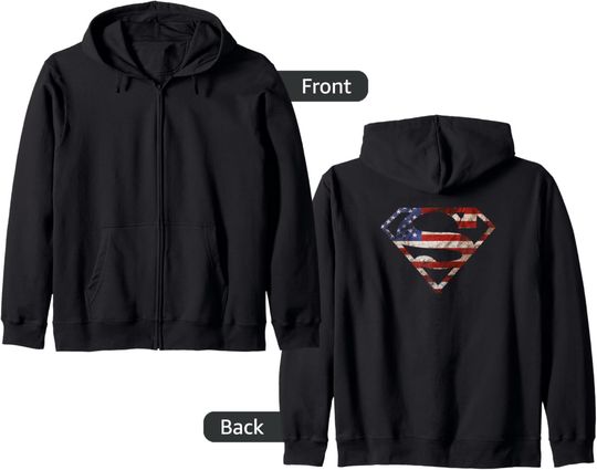 Superman Super Patriot Zip Hoodie, Gift For Fans