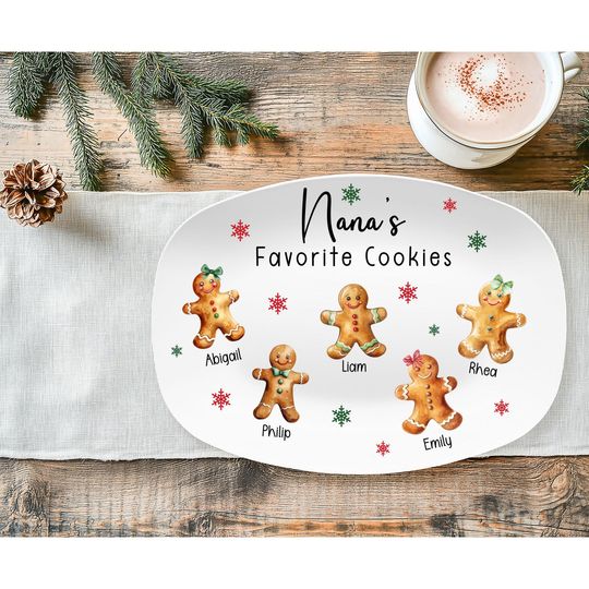 Discover Christmas Cookie Platter Holiday Family Keepsake Nana Papa Christmas Serving Plate Personalized Grandparent Gift Santa Cookie Tradition